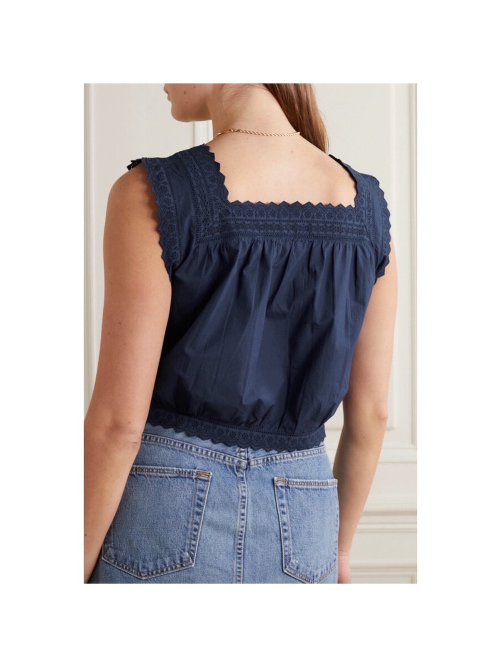 Doen Tillie Eyelet Crop Top Adriatic XL EUC - Picture 7 of 8
